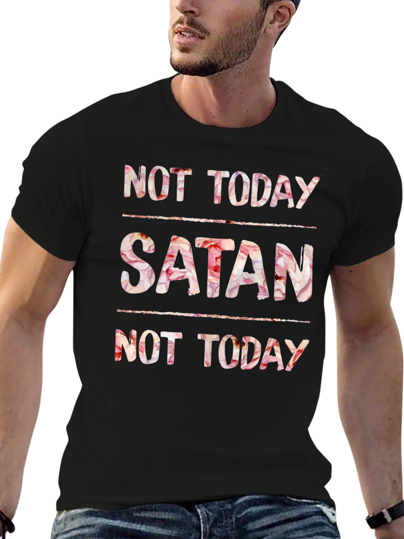 Not Today Satan Floral Print Tee