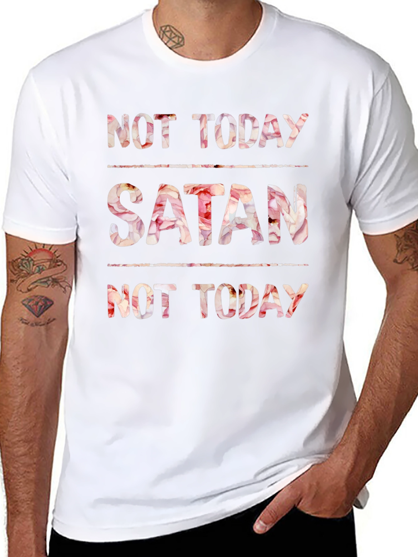 Not Today Satan Floral Print Tee