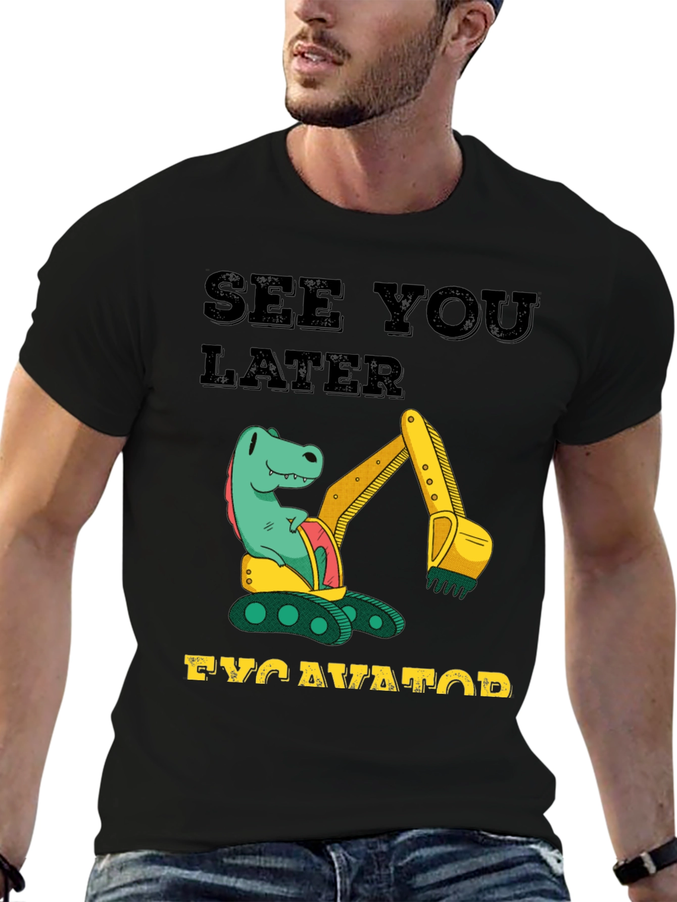 See You Later Excavator Dinosaur Graphic T-Shirt