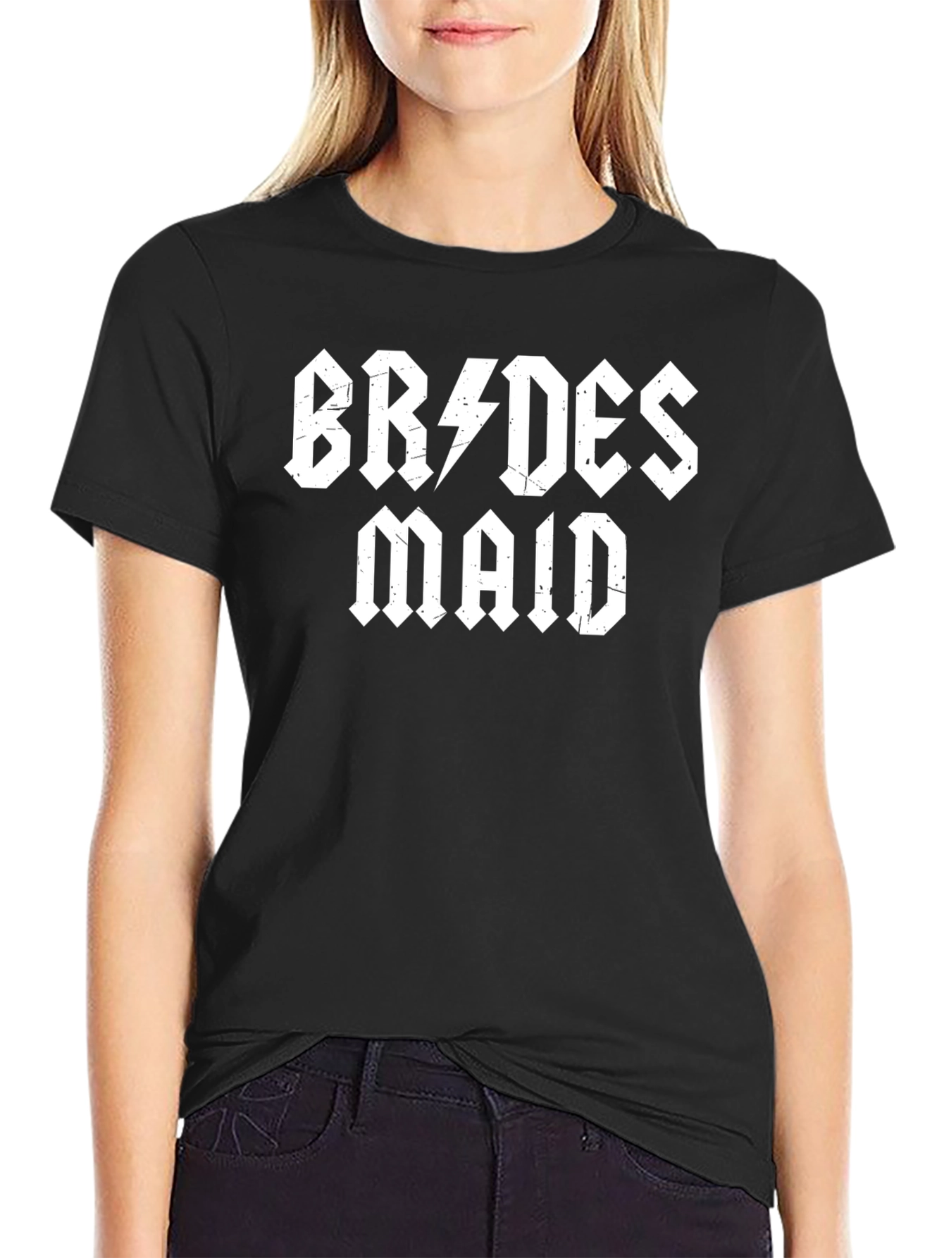 Bridesmaid Rock N Roll Style Black T-Shirt