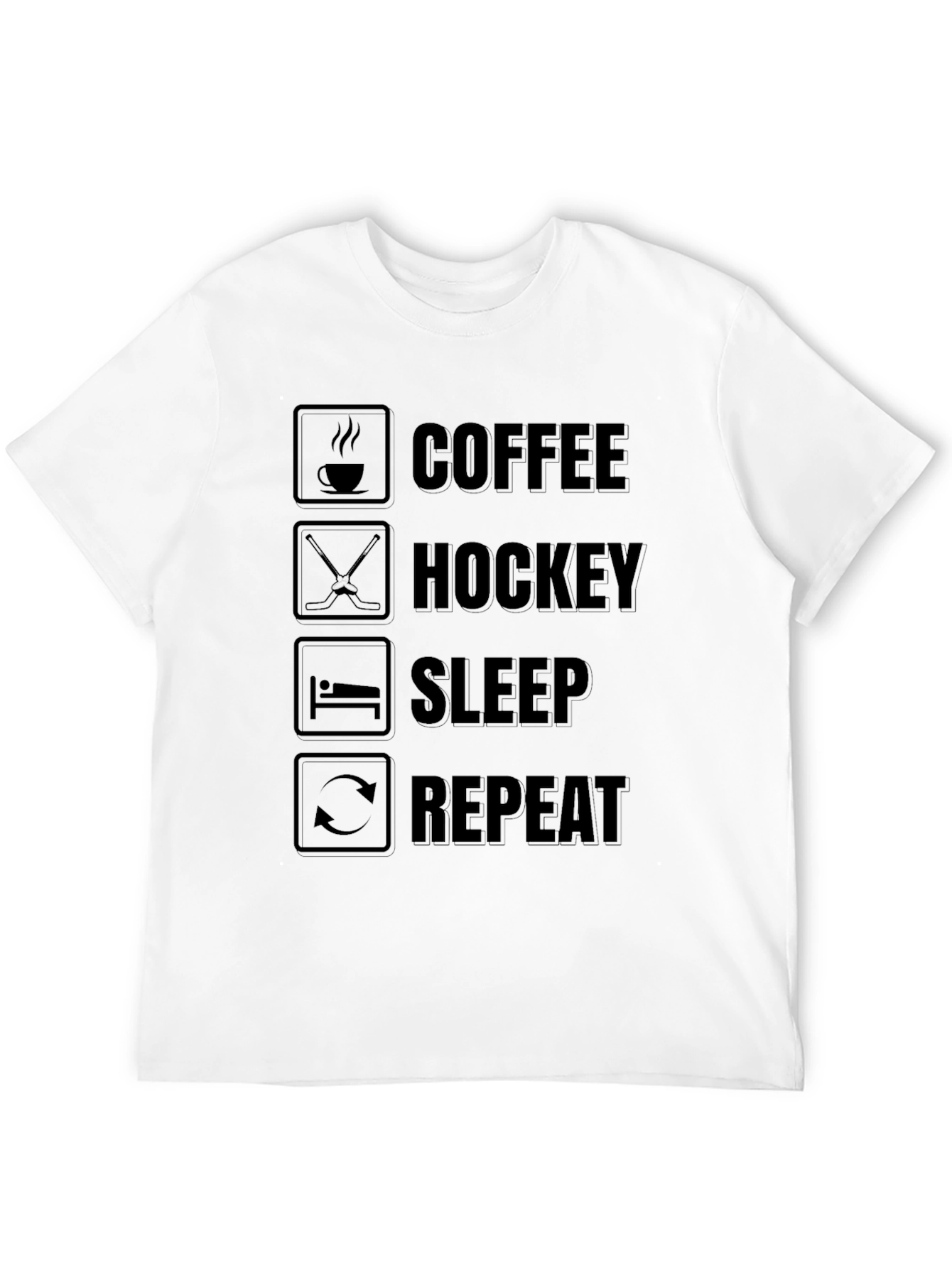 Coffee Hockey Sleep Repeat Graphic T-Shirt