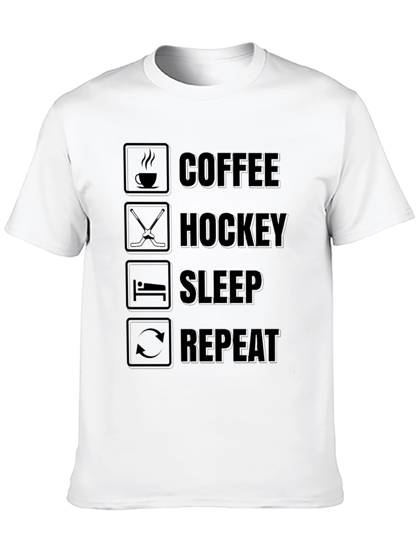 Coffee Hockey Sleep Repeat Graphic T-Shirt