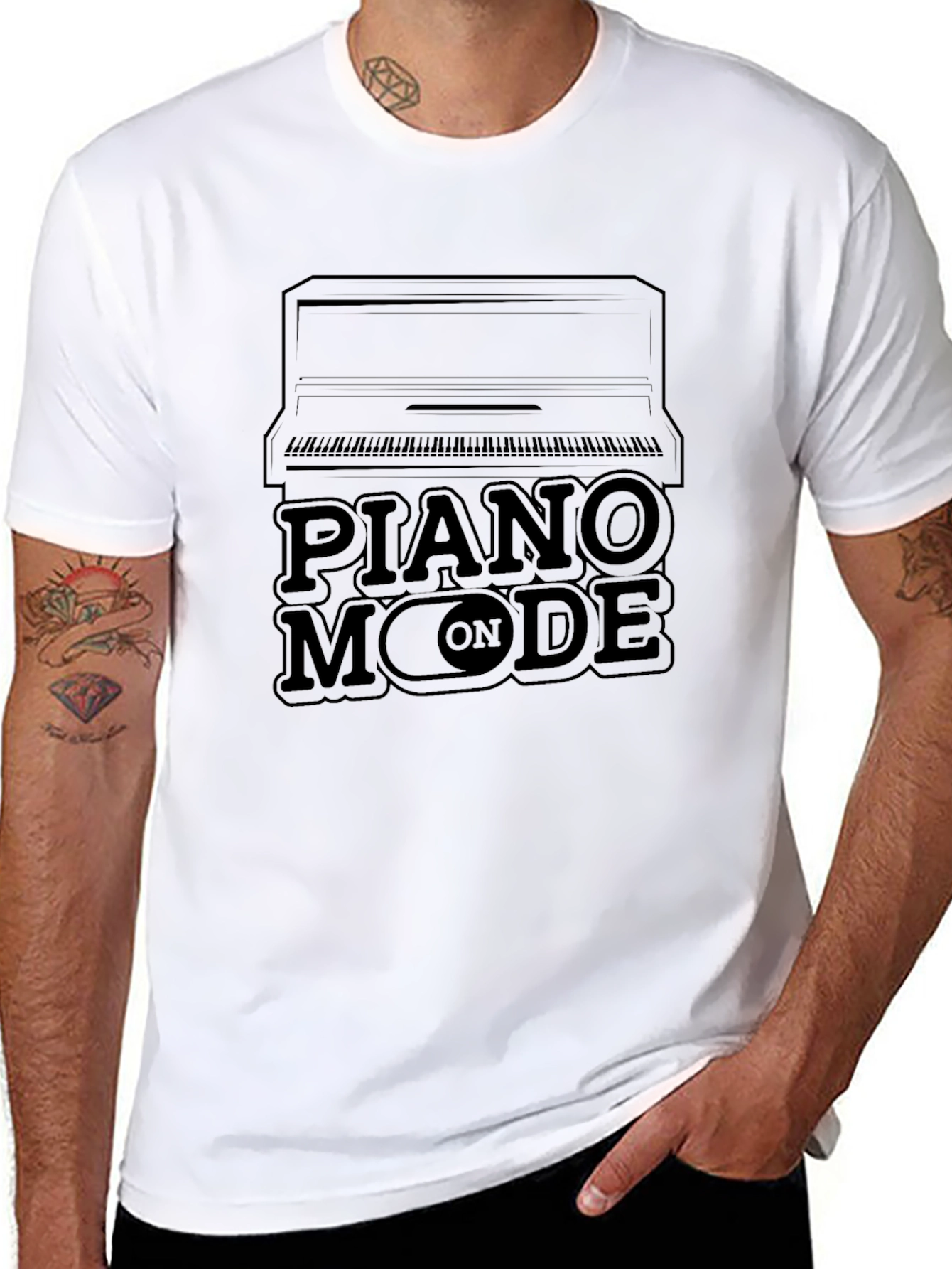 Piano Mode On Black T-Shirt
