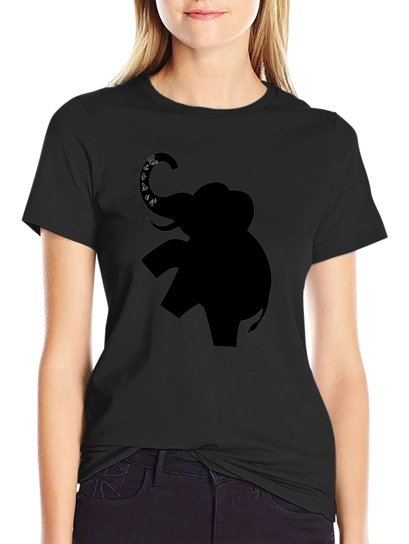 Elephant Graphic Print Black T-Shirt