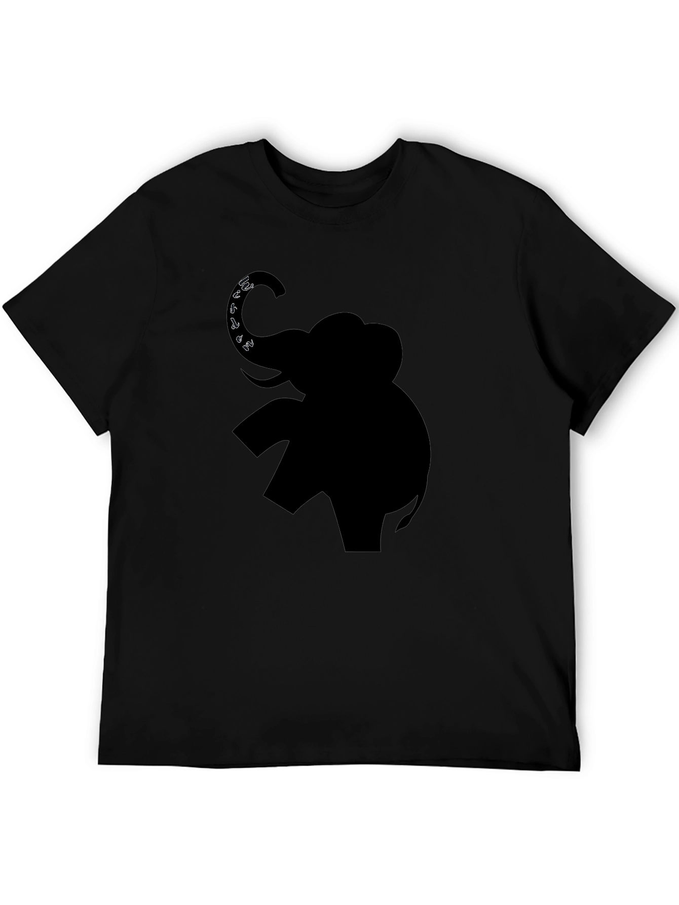 Elephant Graphic Print Black T-Shirt