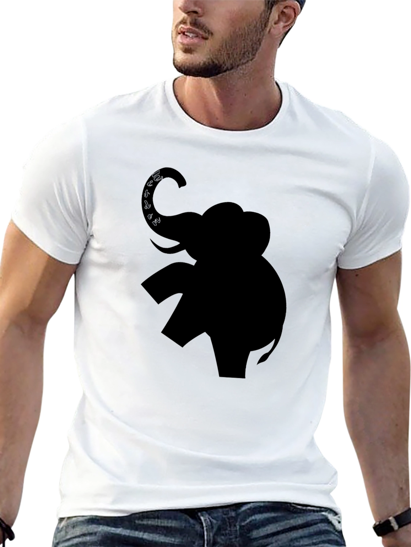 Elephant Graphic Print Black T-Shirt