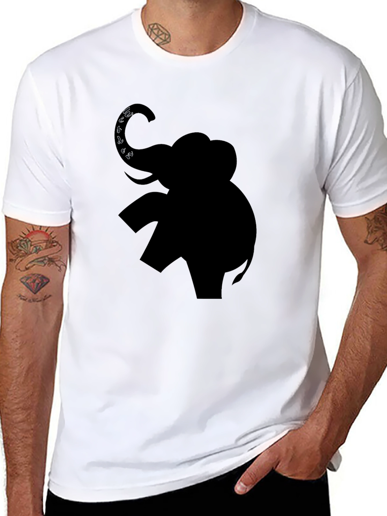 Elephant Graphic Print Black T-Shirt