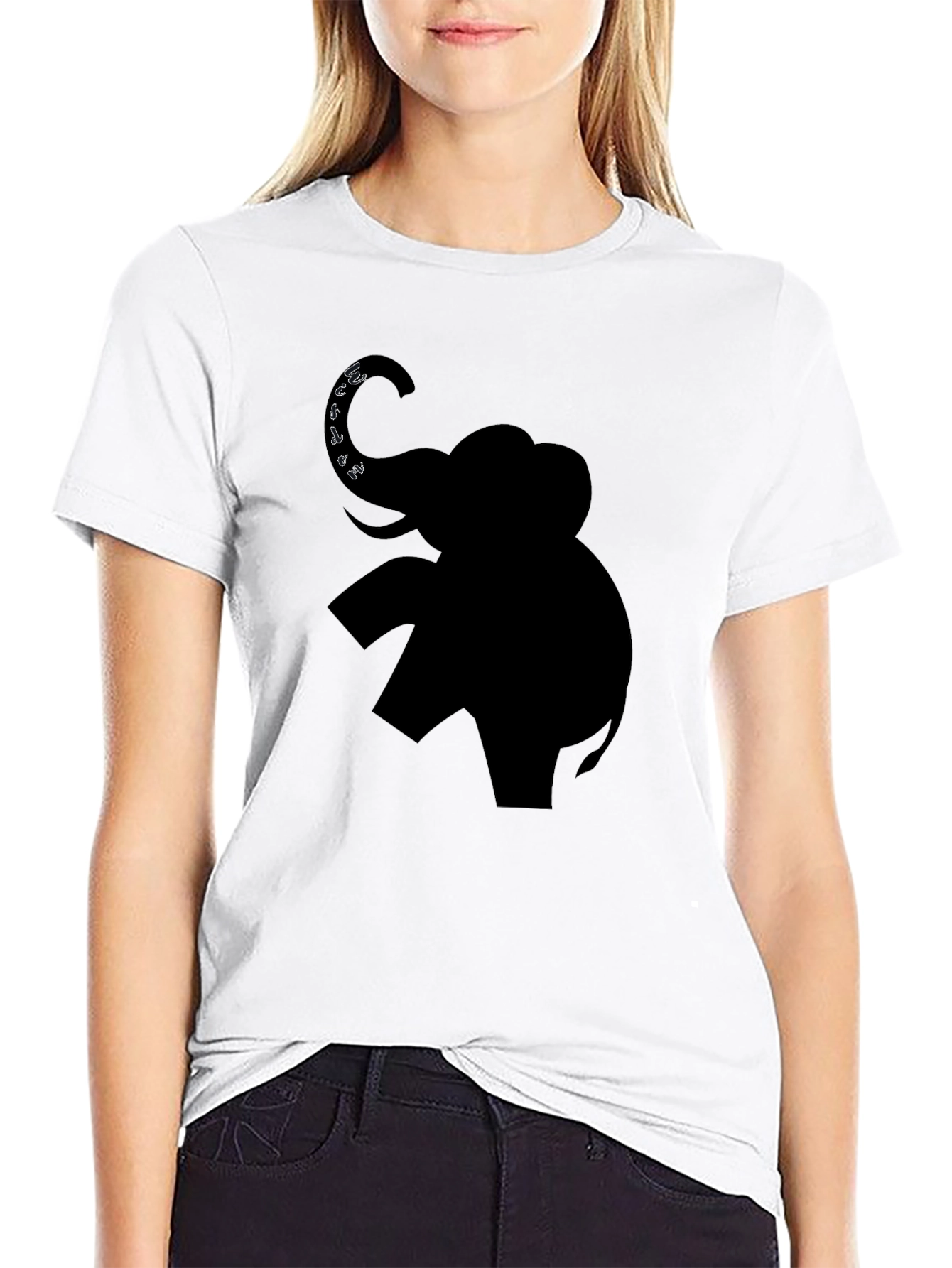 Elephant Graphic Print Black T-Shirt