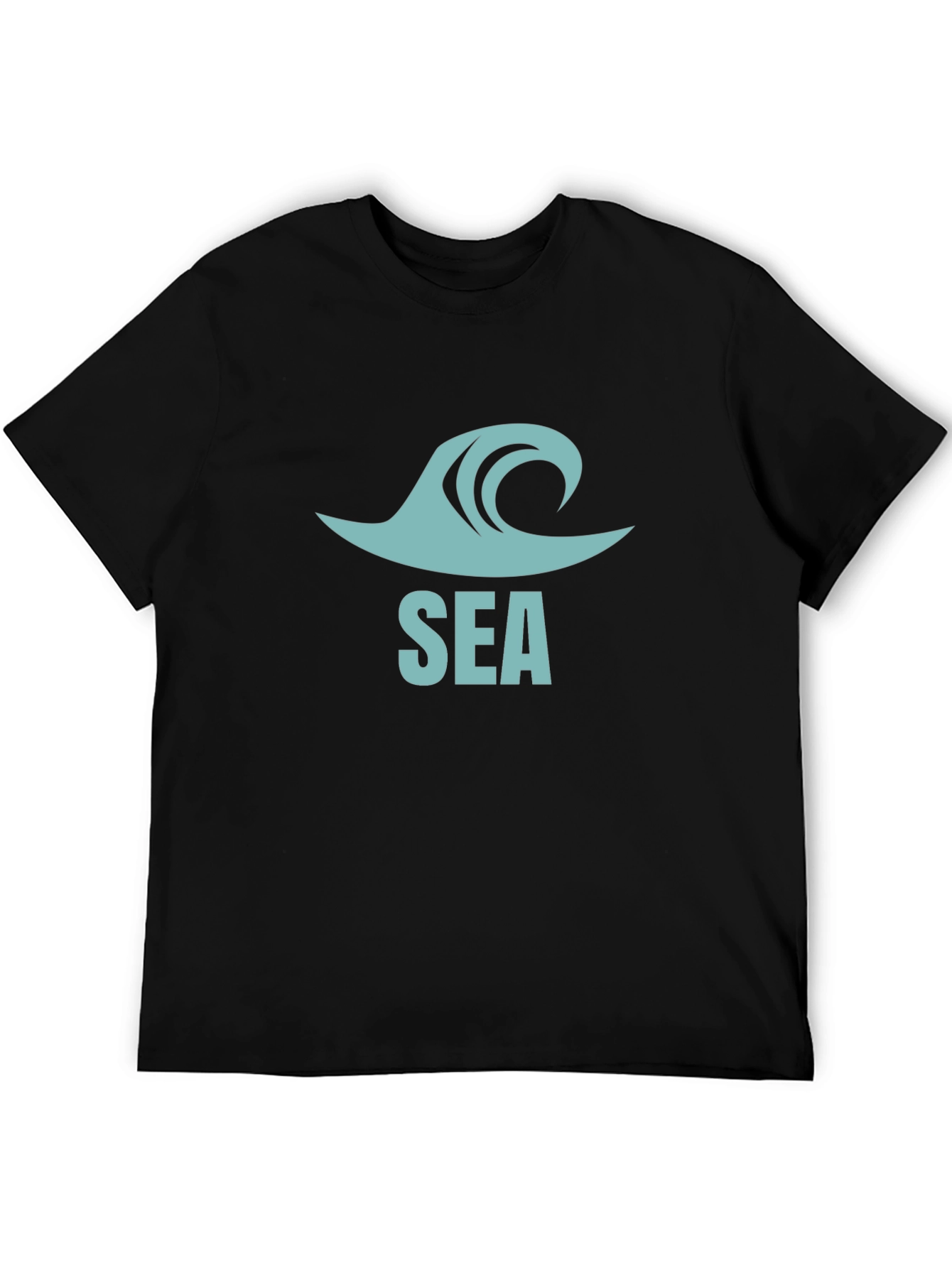 Sea Wave Graphic Tee - Casual Black T-Shirt