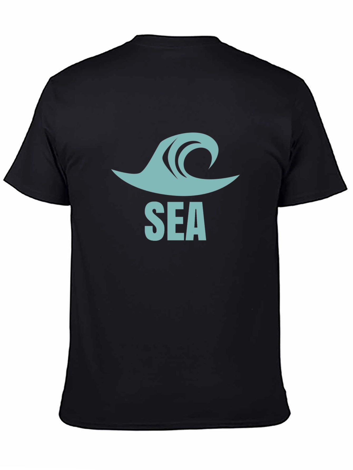 Sea Wave Graphic Tee - Casual Black T-Shirt