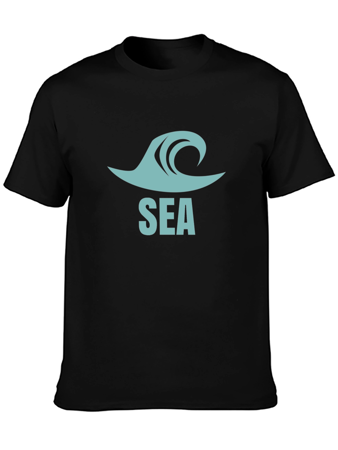 Sea Wave Graphic Tee - Casual Black T-Shirt