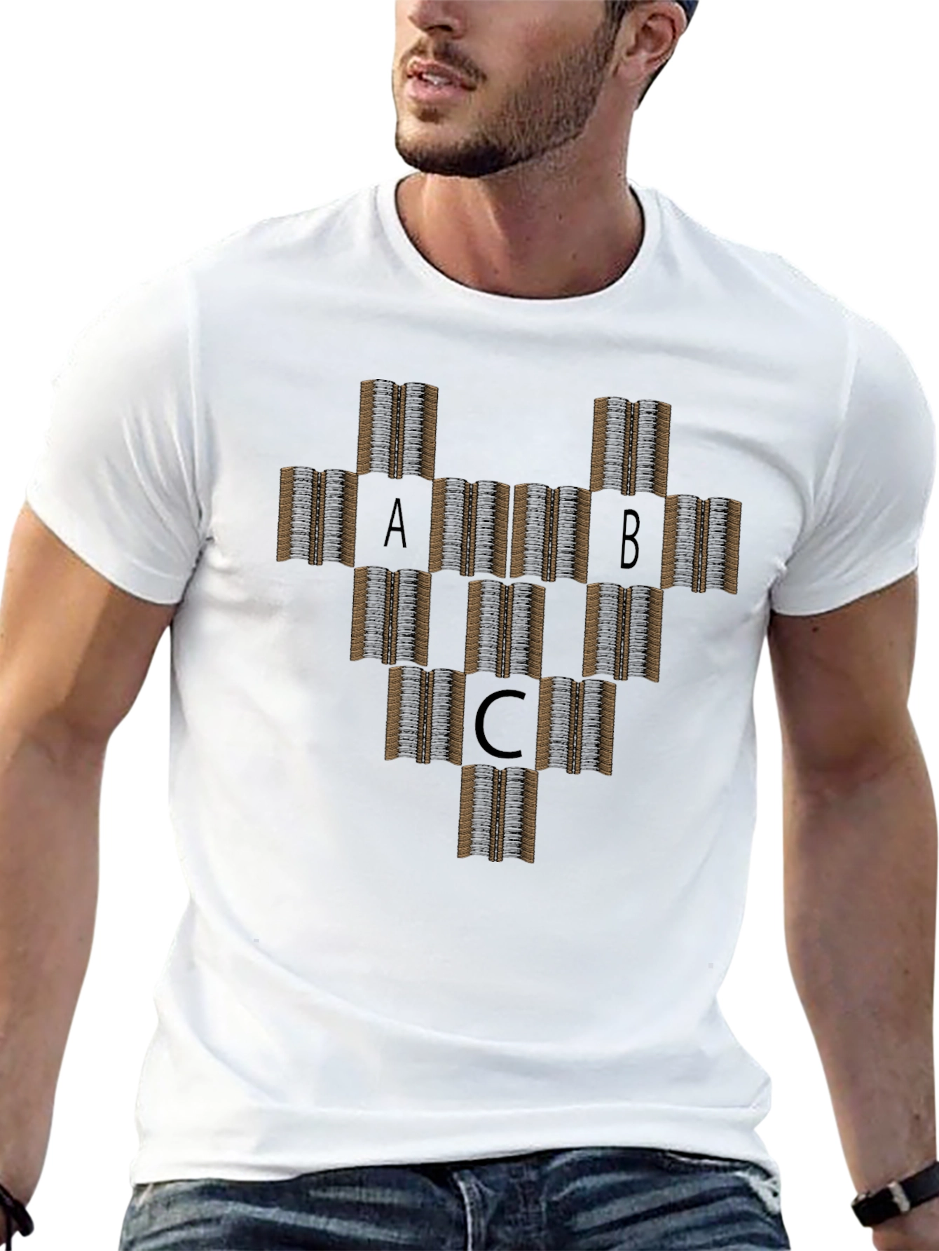 Abstract ABC T-Shirt - Geometric Design - Casual Wear