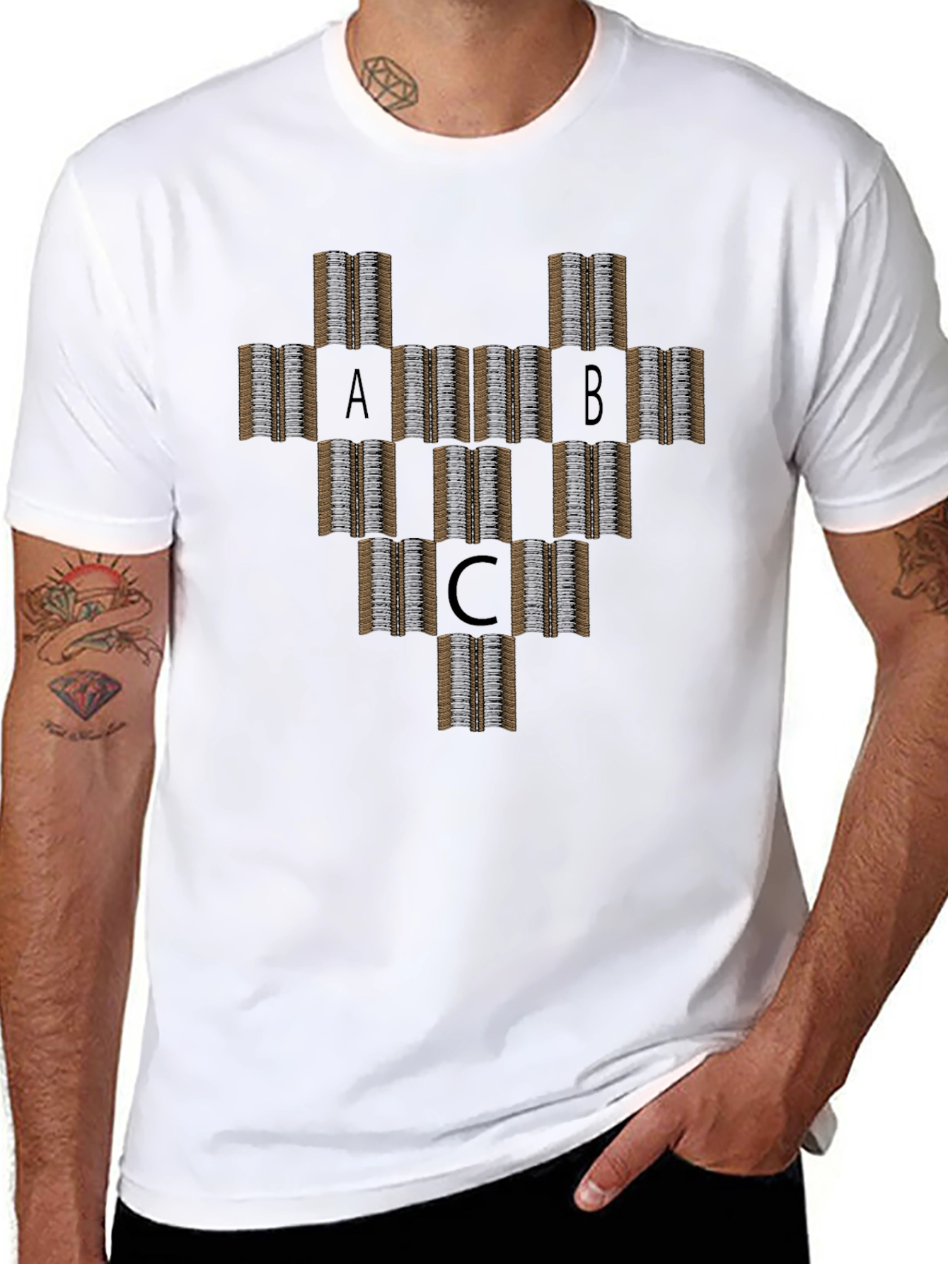 Abstract ABC T-Shirt - Geometric Design - Casual Wear