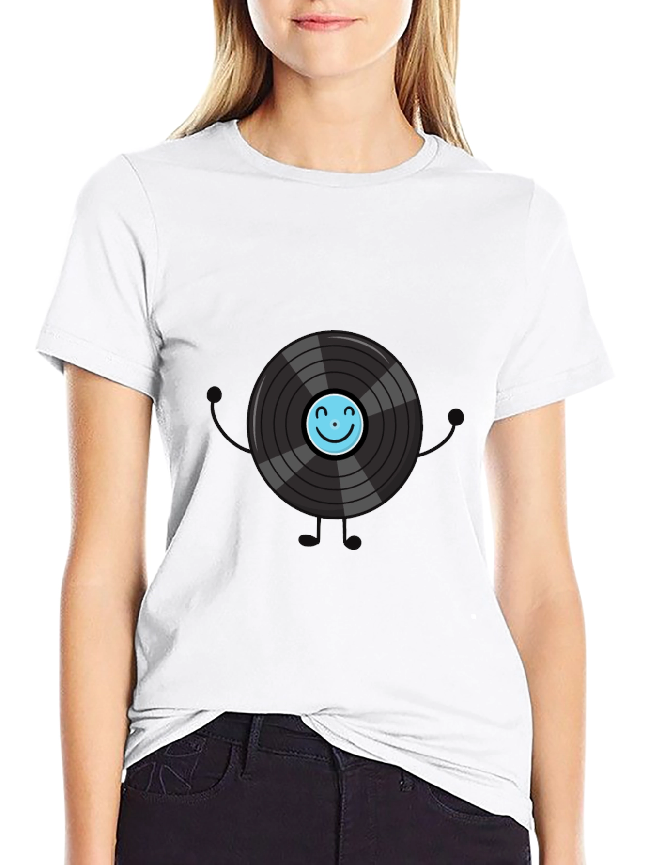 Vinyl Record Graphic Tee - Black