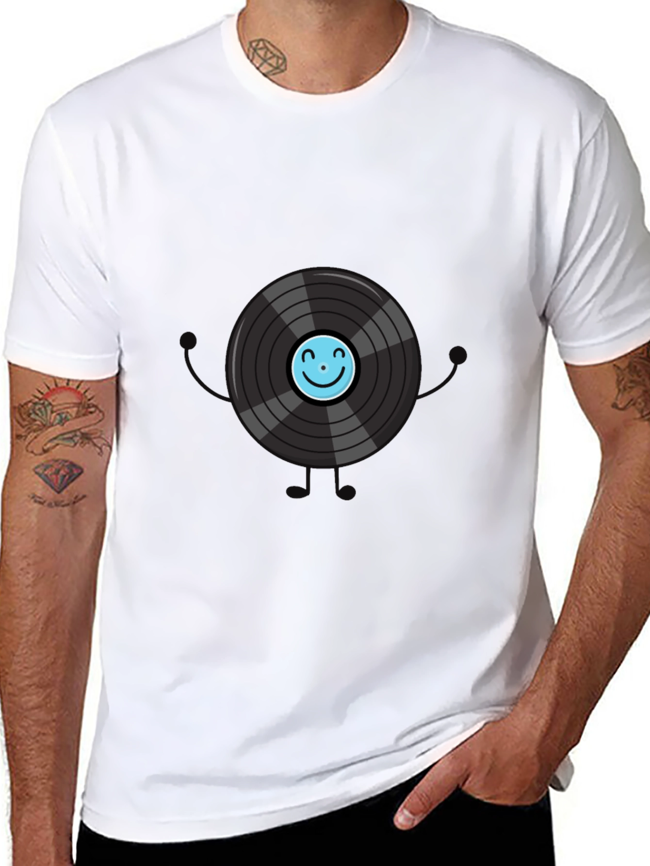 Vinyl Record Graphic Tee - Black