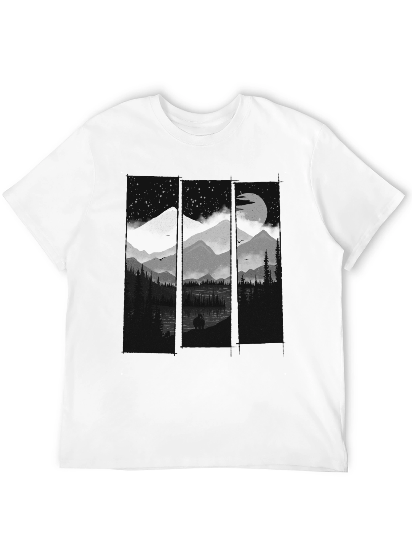 Night Mountain Scene Graphic Tee