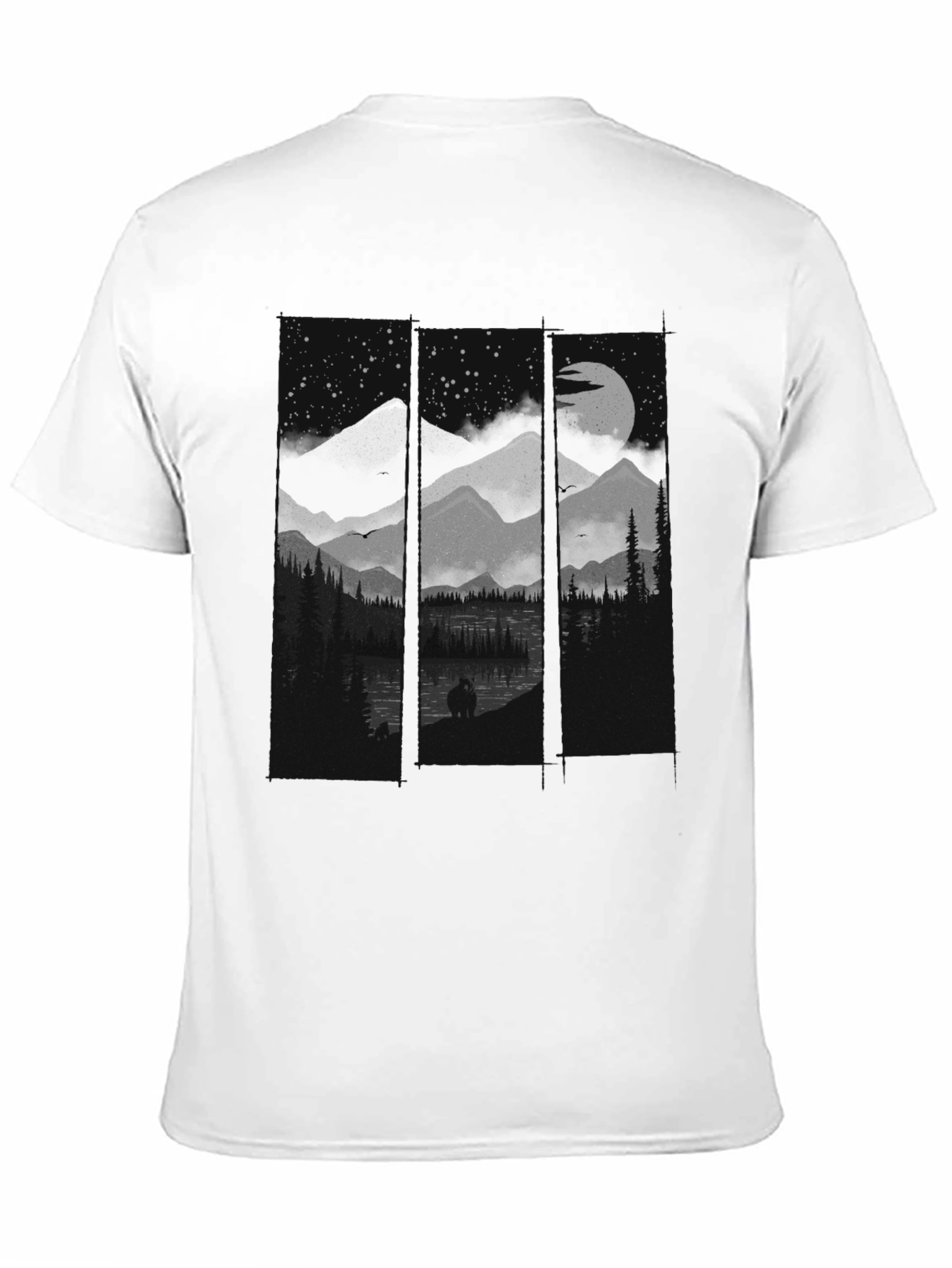 Night Mountain Scene Graphic Tee