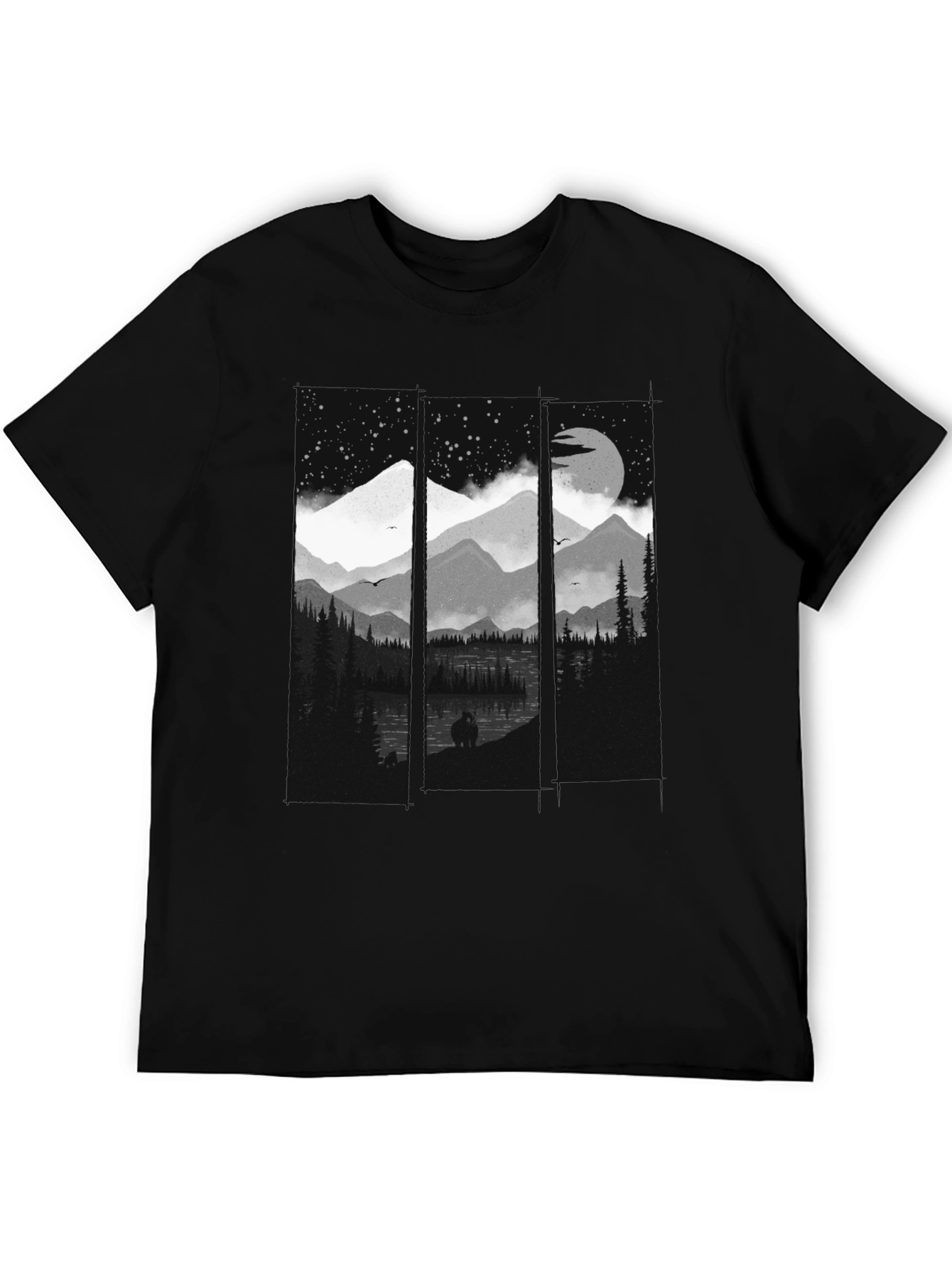 Night Mountain Scene Graphic Tee