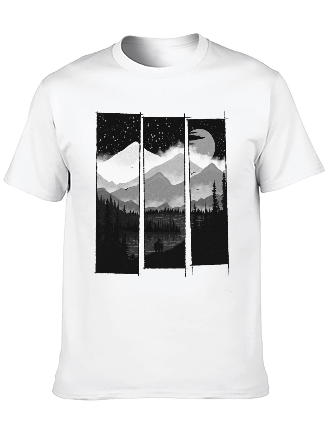 Night Mountain Scene Graphic Tee