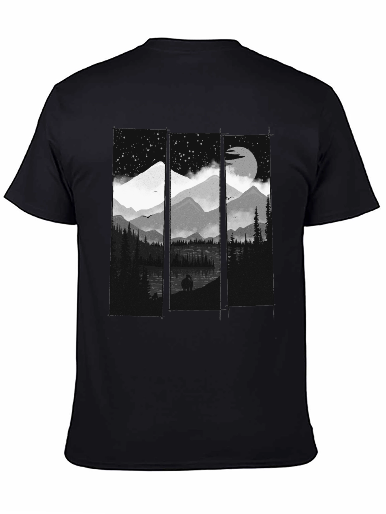 Night Mountain Scene Graphic Tee