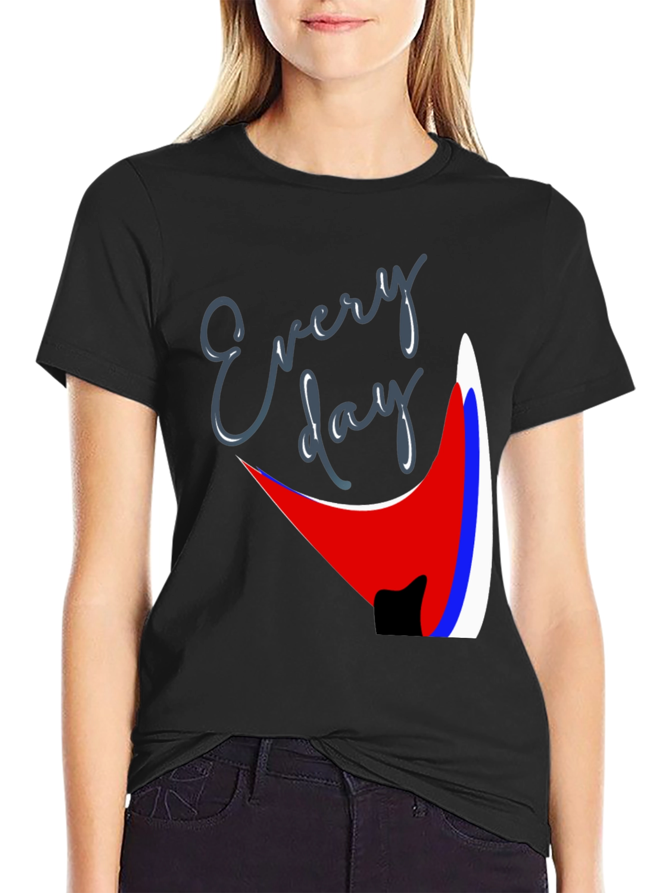 Every Day Graphic Tee - Trendy Black T-Shirt
