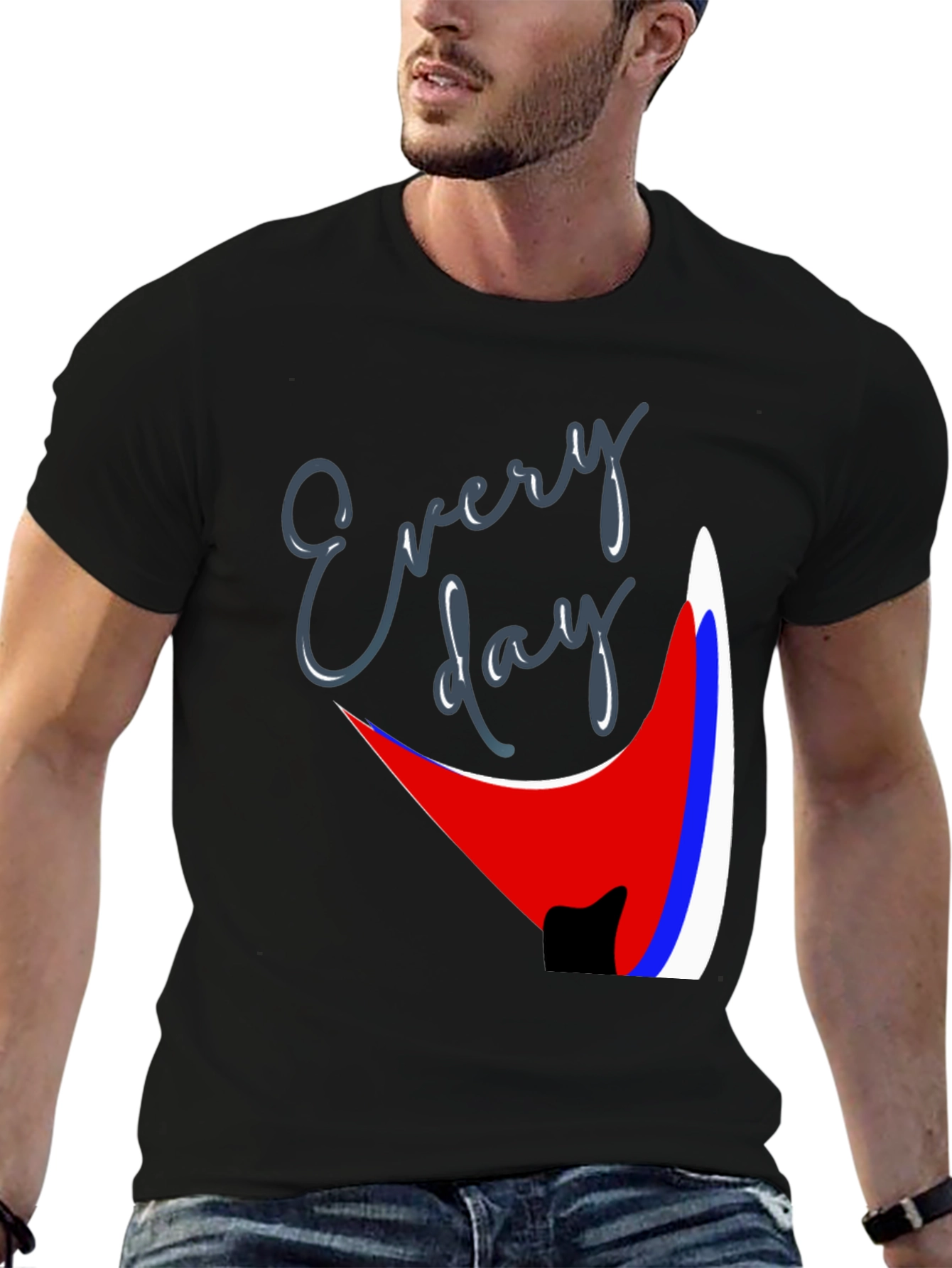 Every Day Graphic Tee - Trendy Black T-Shirt
