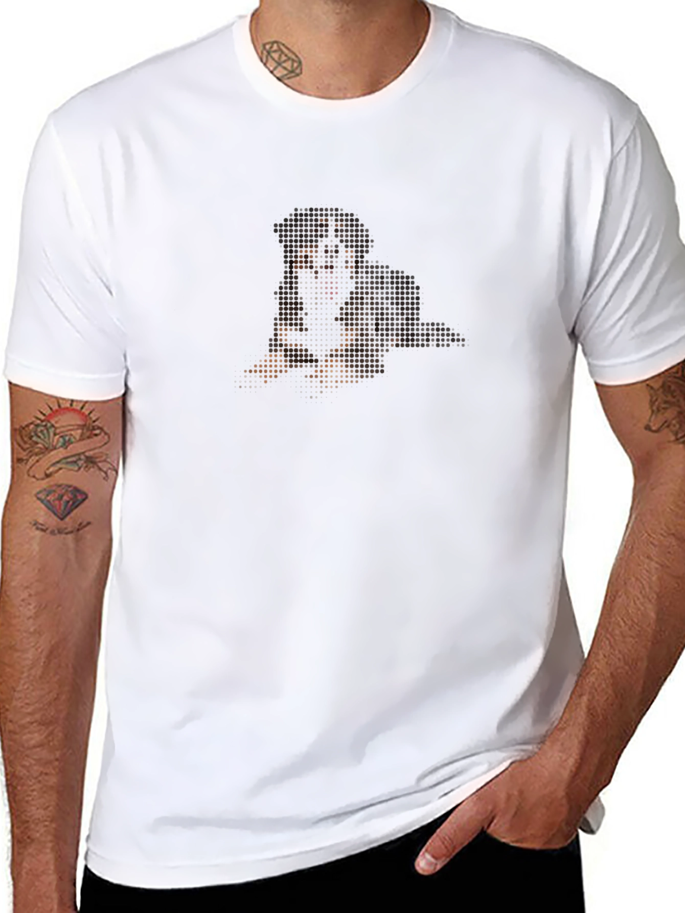 Pixelated Dog Graphic T-Shirt - Black