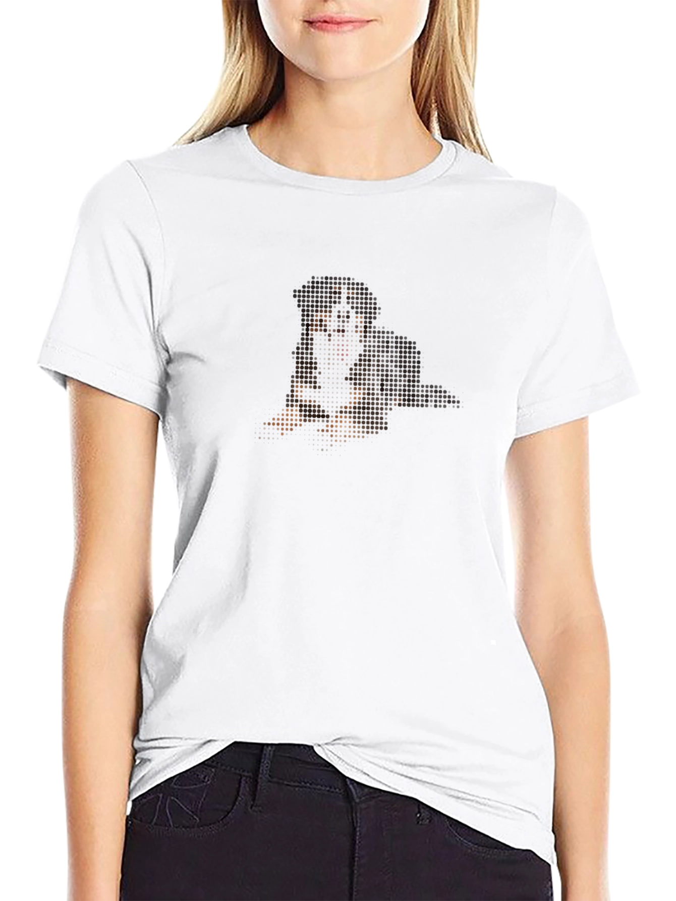 Pixelated Dog Graphic T-Shirt - Black