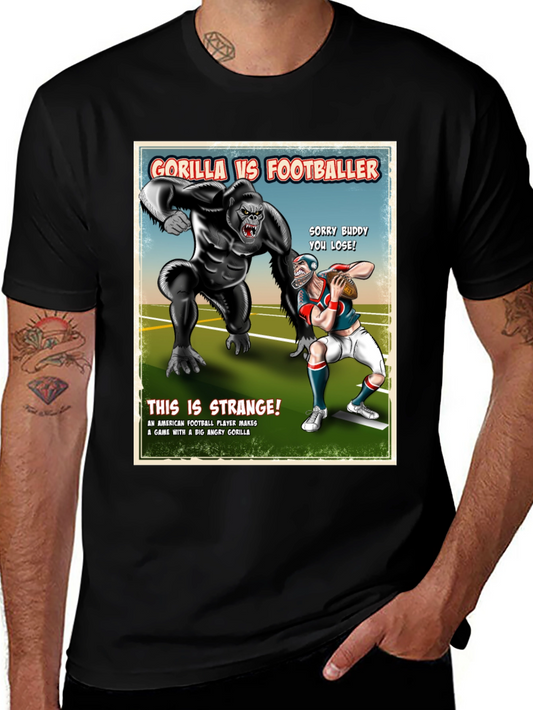 Gorilla vs Footballer T-Shirt Funny Graphic Tee