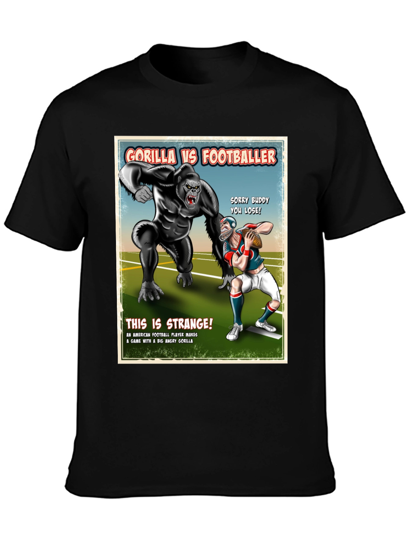 Gorilla vs Footballer T-Shirt Funny Graphic Tee