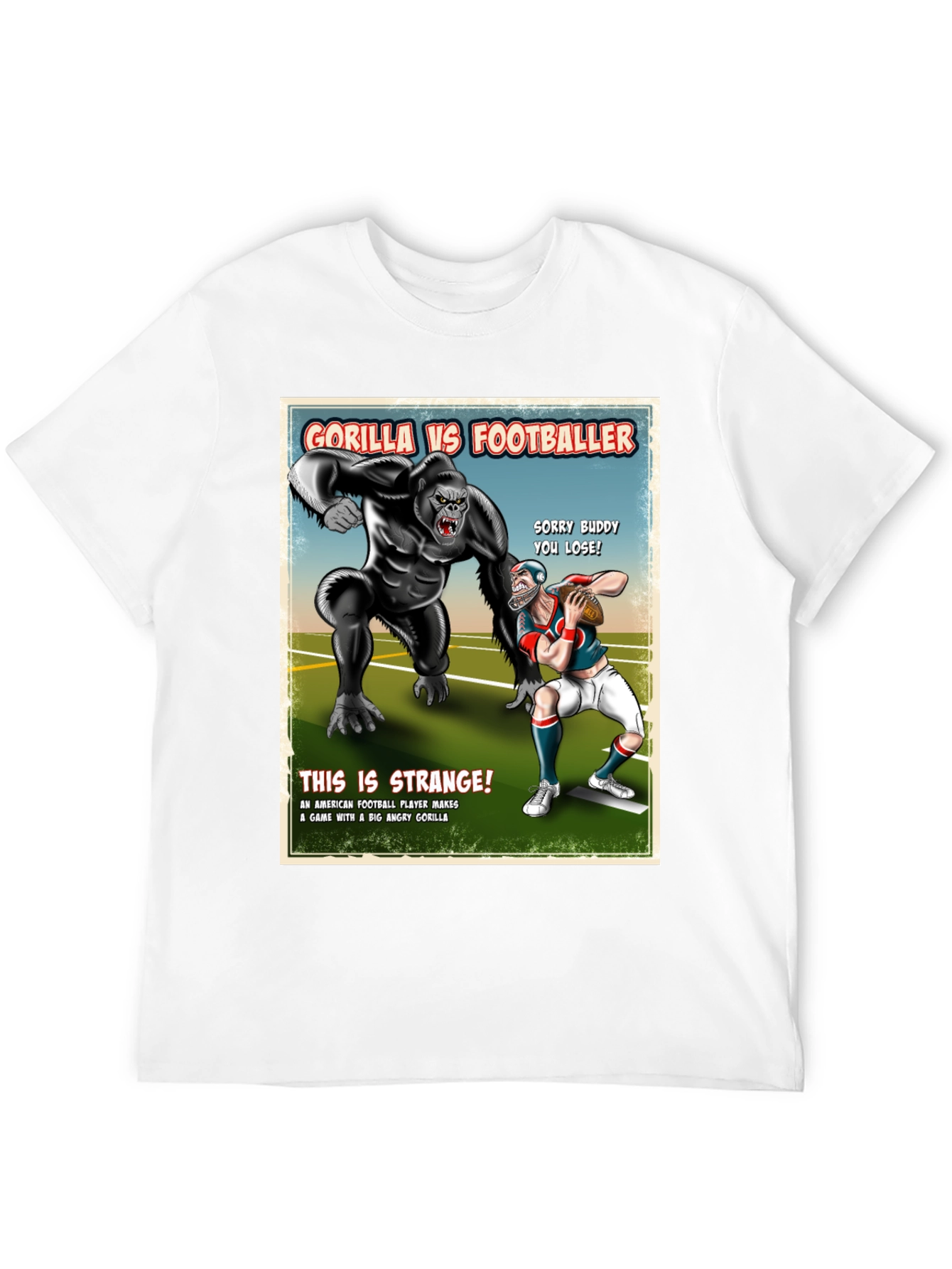 Gorilla vs Footballer T-Shirt Funny Graphic Tee