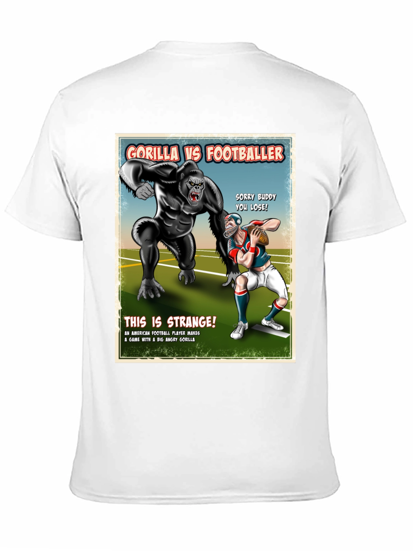 Gorilla vs Footballer T-Shirt Funny Graphic Tee