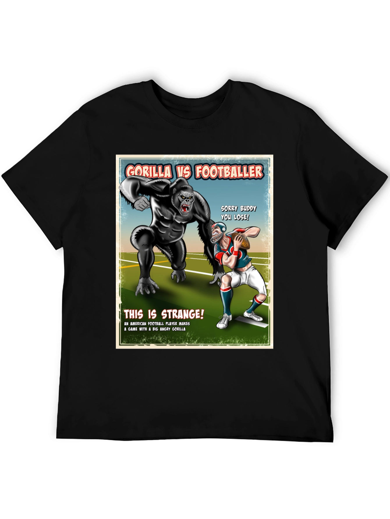 Gorilla vs Footballer T-Shirt Funny Graphic Tee