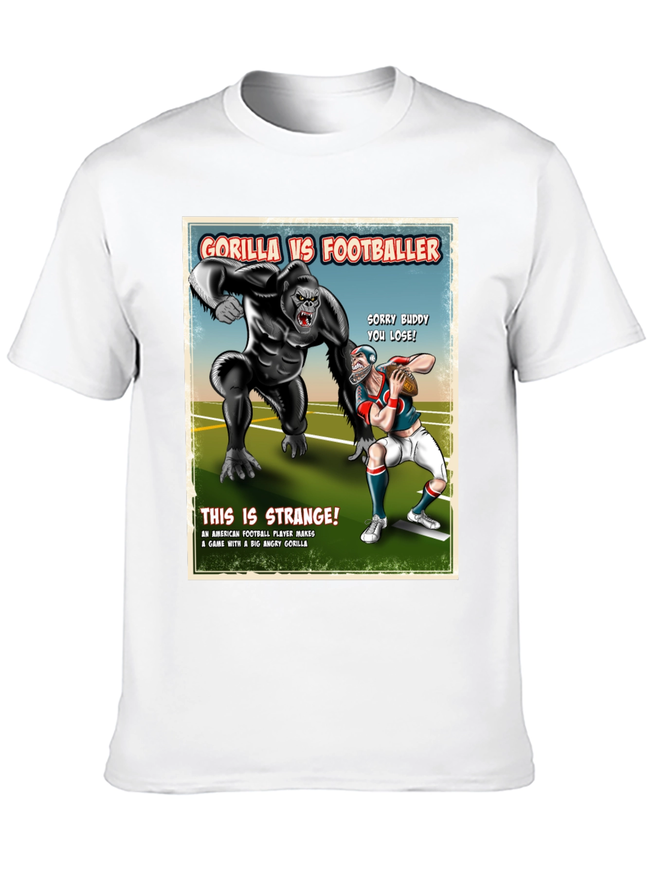 Gorilla vs Footballer T-Shirt Funny Graphic Tee