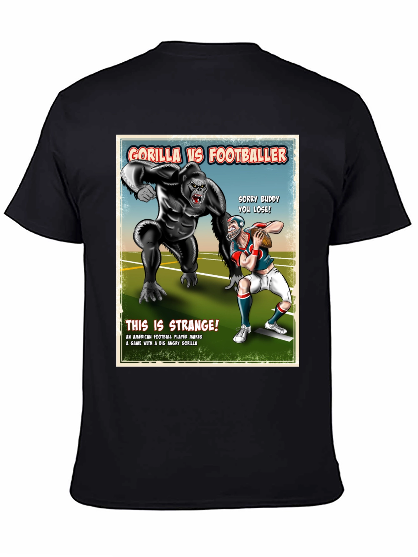 Gorilla vs Footballer T-Shirt Funny Graphic Tee