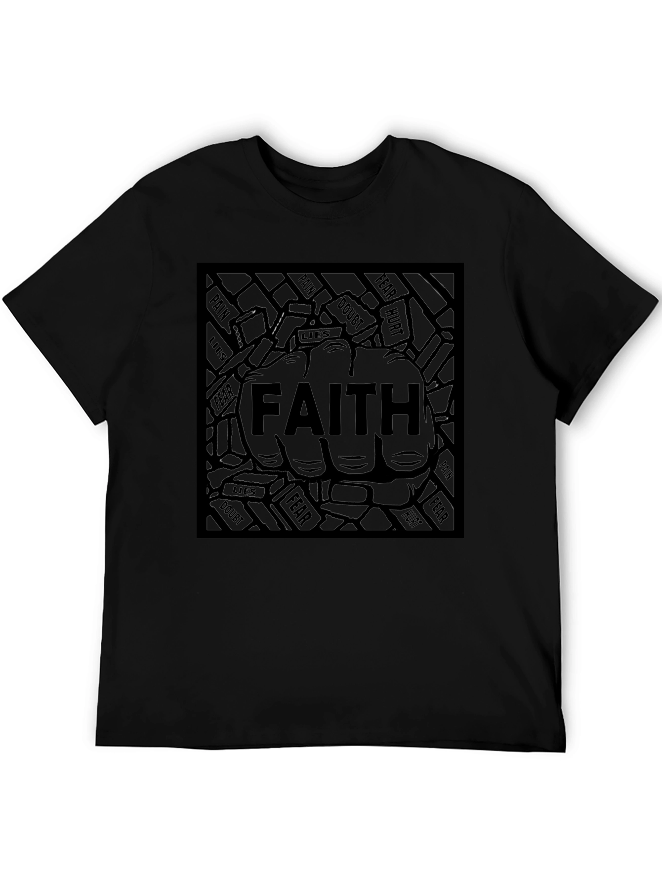Faith Over Fear Black Graphic T-Shirt