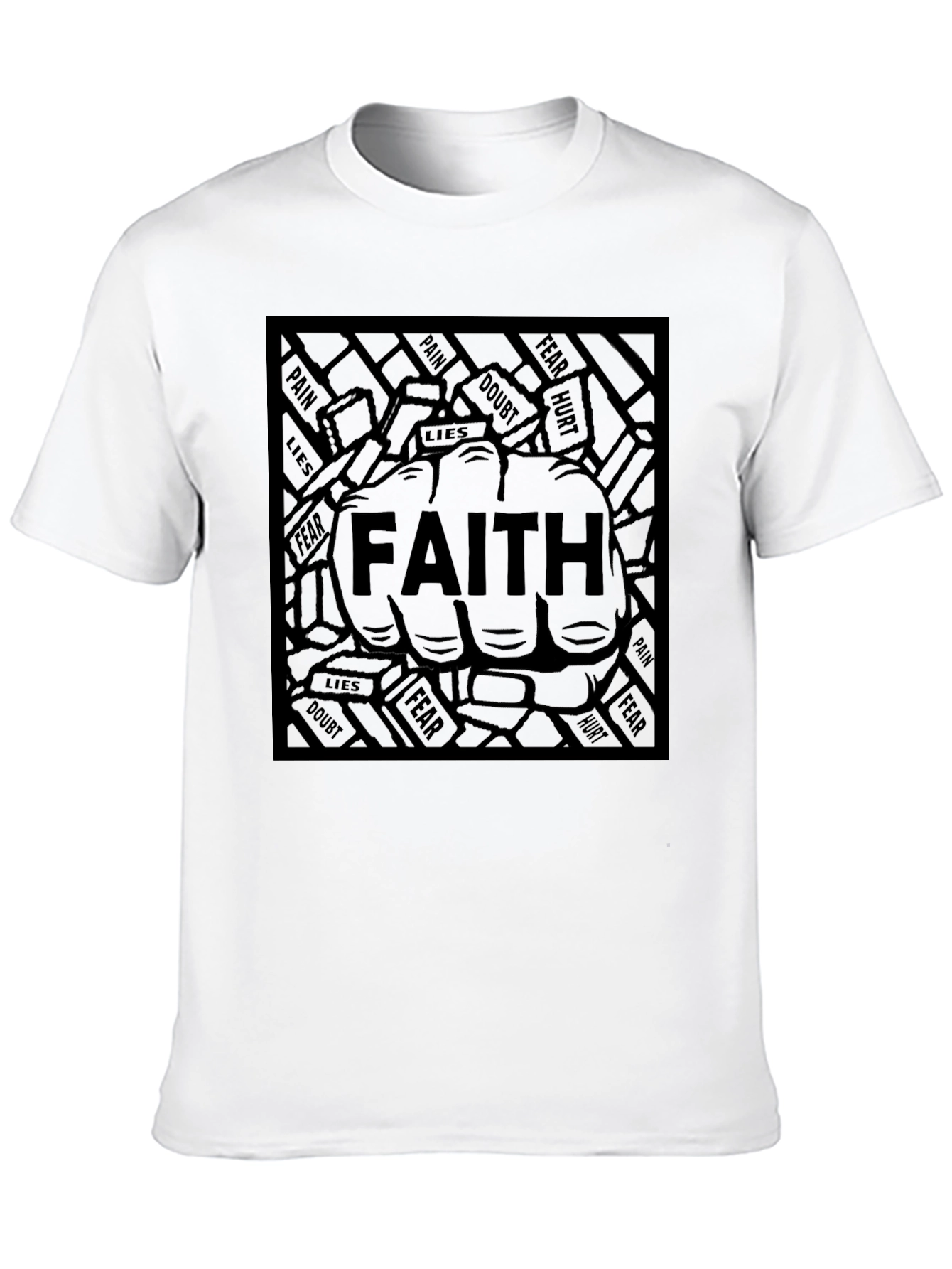 Faith Over Fear Black Graphic T-Shirt