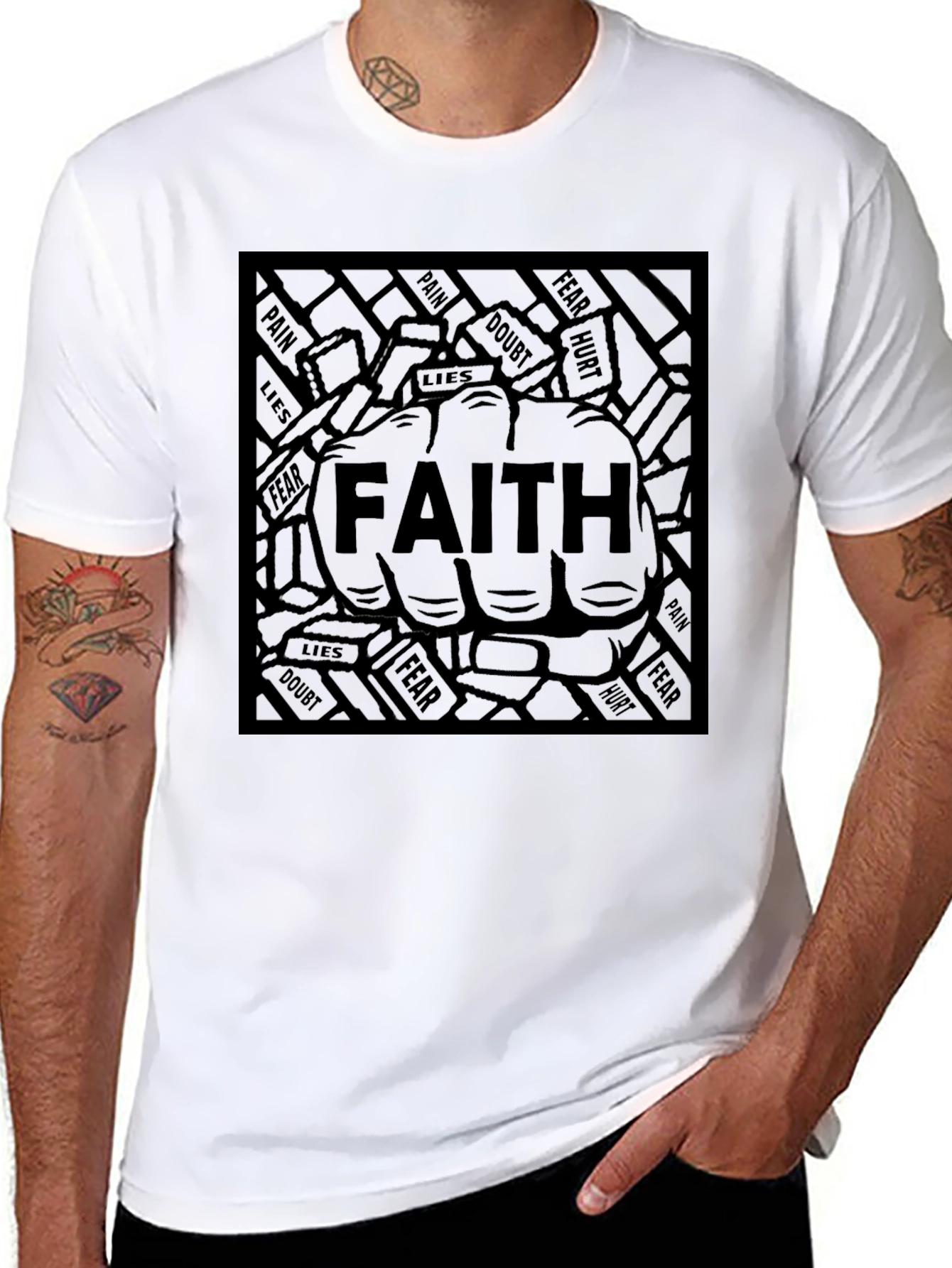 Faith Over Fear Black Graphic T-Shirt