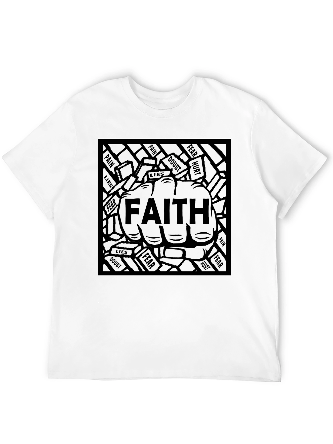 Faith Over Fear Black Graphic T-Shirt