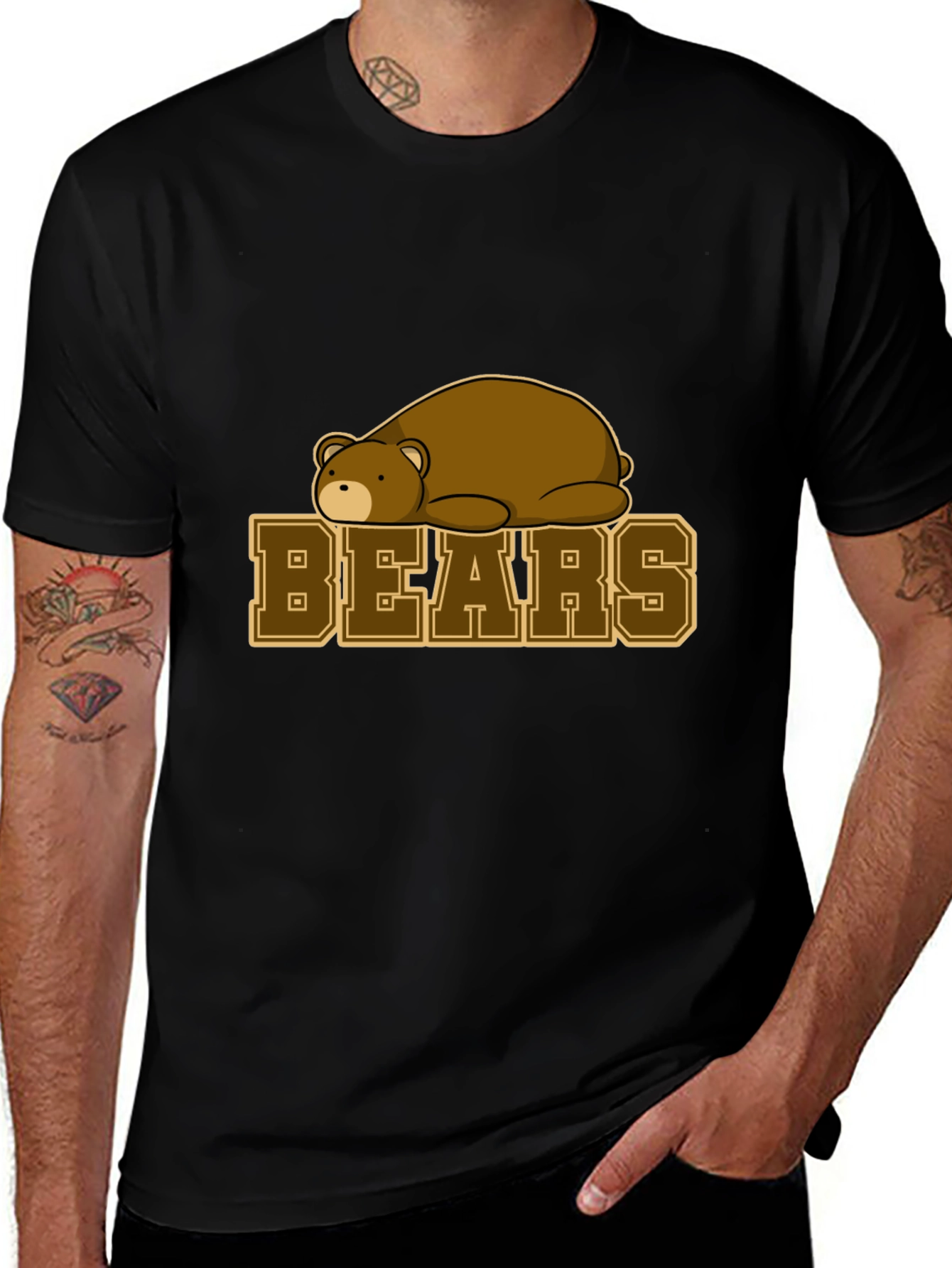 Bears Graphic T-Shirt - Black Cotton Tee