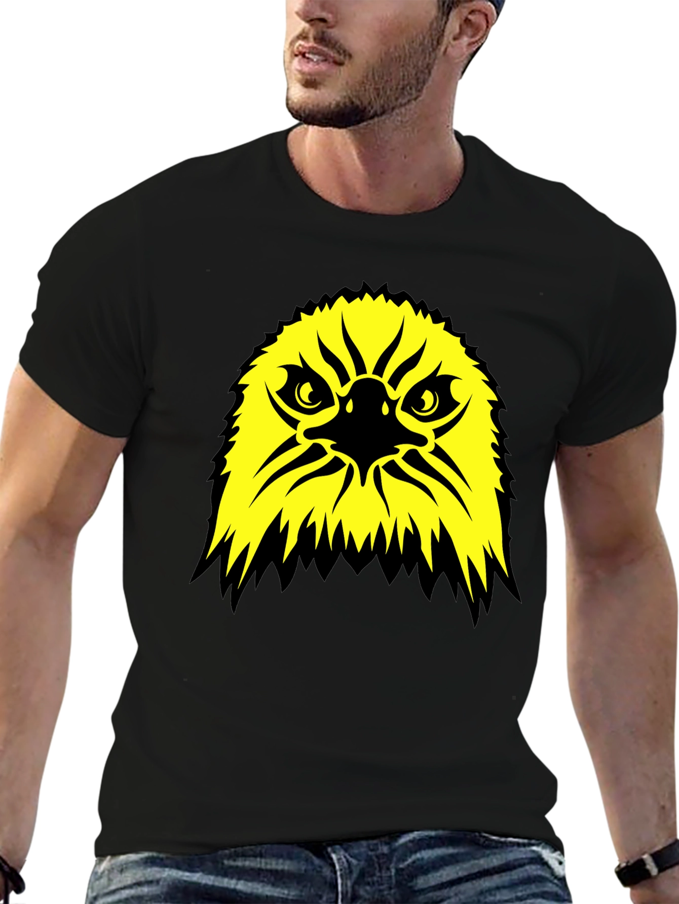 Bold Eagle Graphic Tee - Black Cotton T-Shirt
