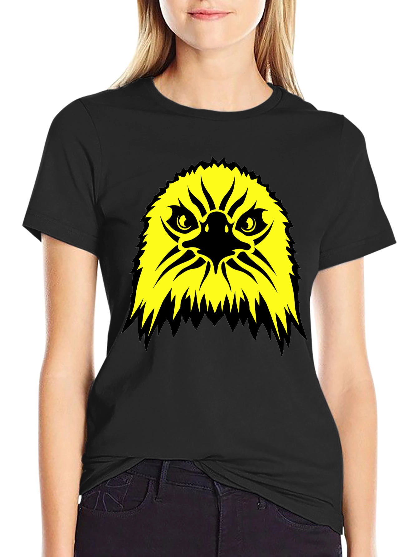 Bold Eagle Graphic Tee - Black Cotton T-Shirt