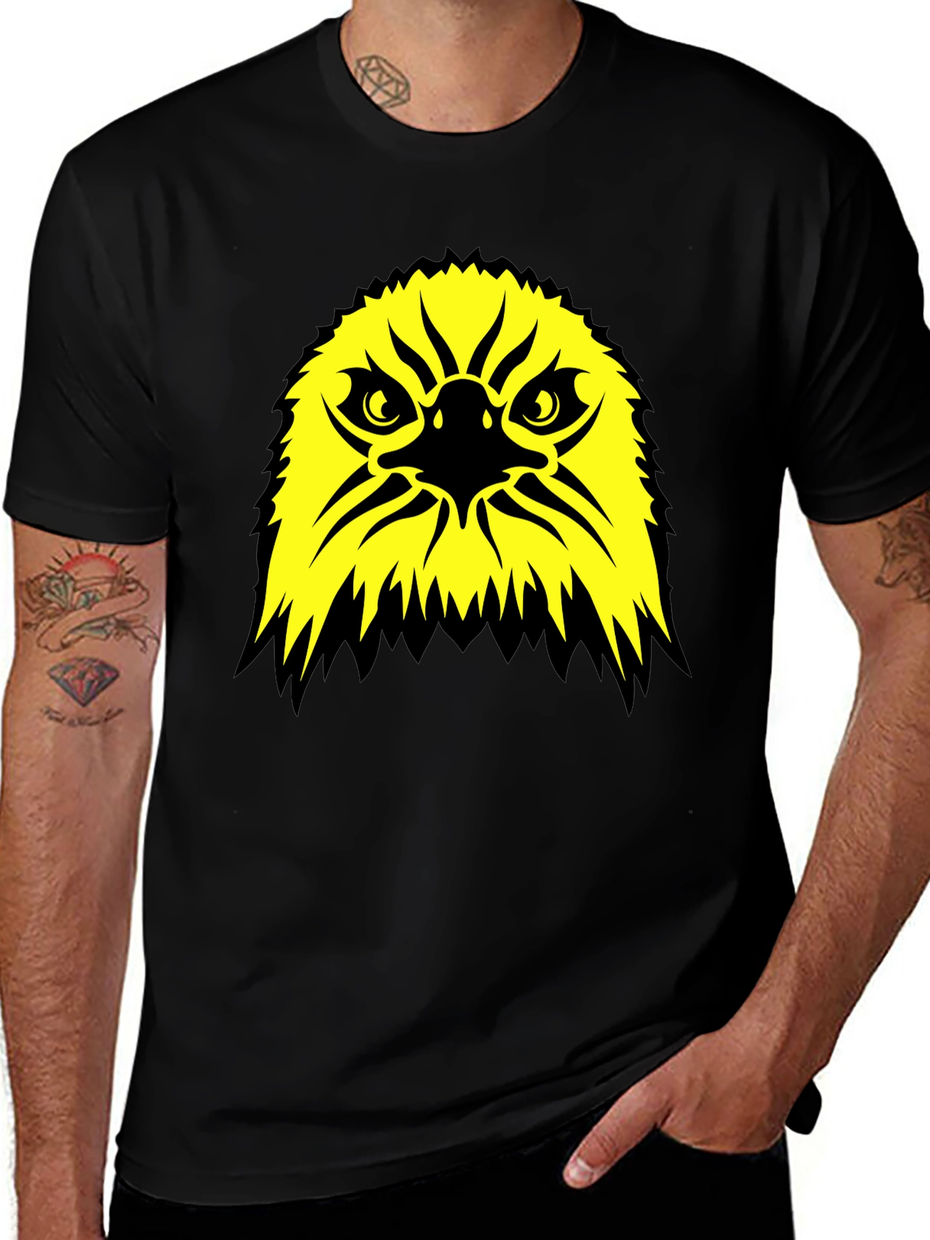 Bold Eagle Graphic Tee - Black Cotton T-Shirt