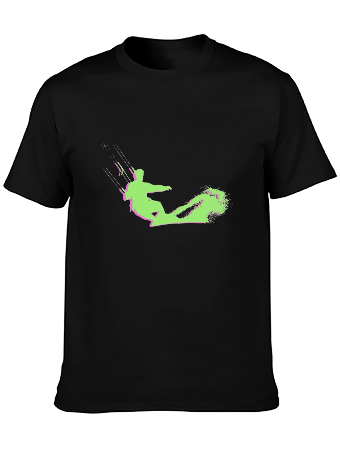 Kitesurfing Graphic Tee - Black Cotton Comfort