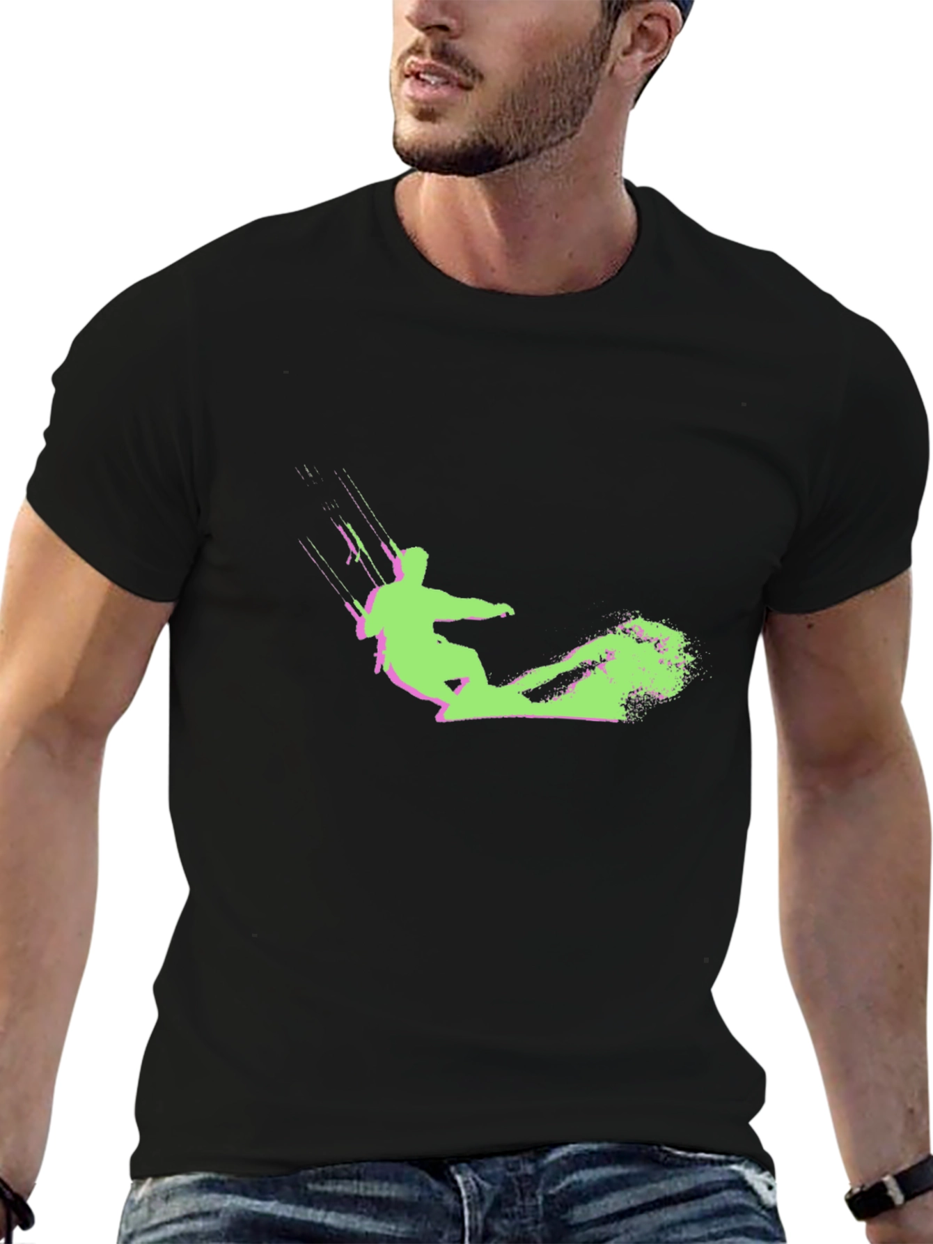 Kitesurfing Graphic Tee - Black Cotton Comfort