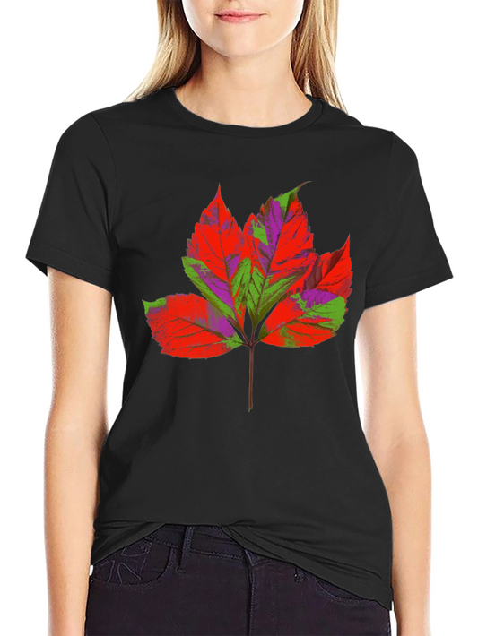 Leaf Print T-Shirt - Unique Colorful Design