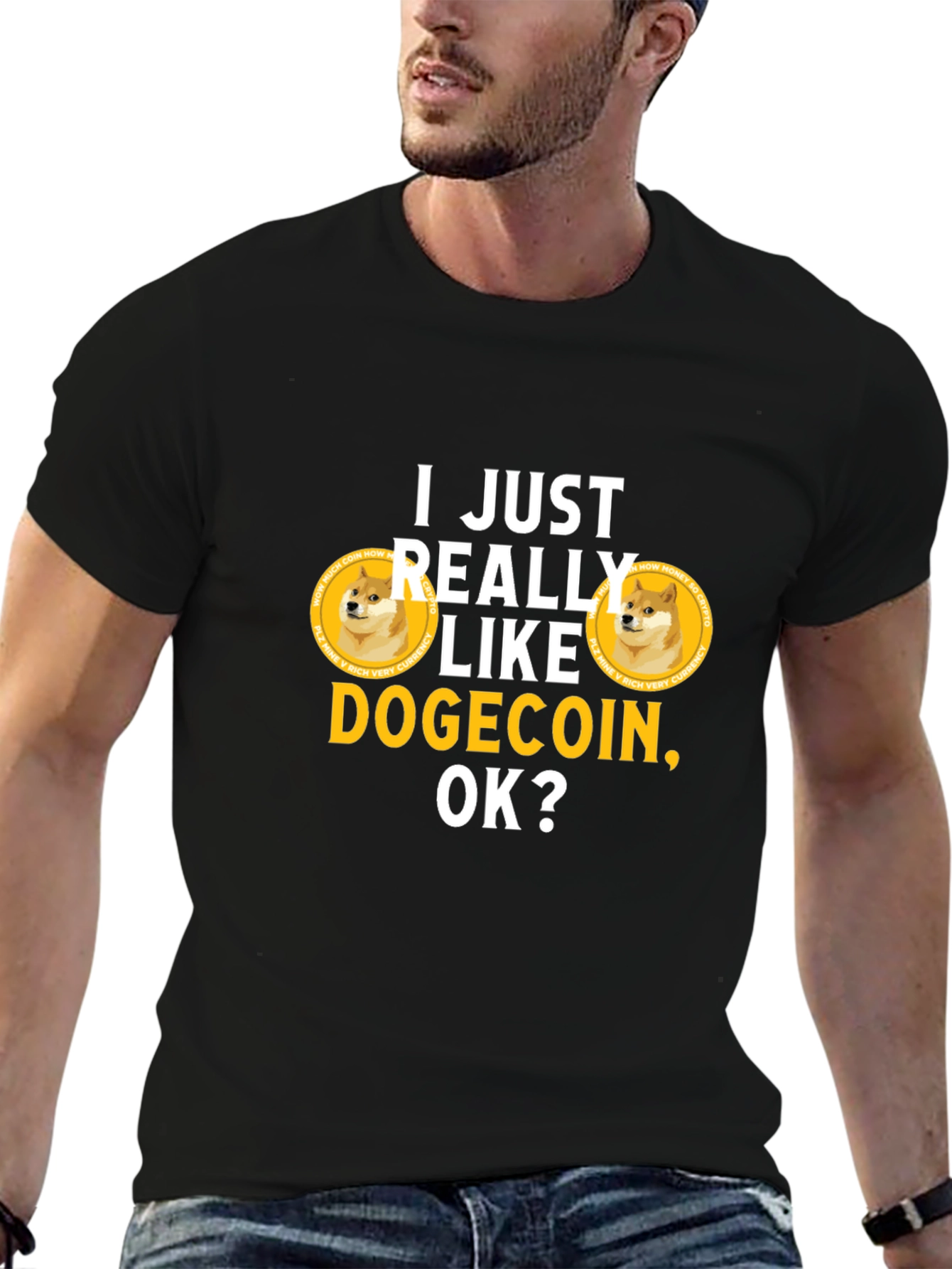 Dogecoin Crypto Black T-Shirt - To the Moon!