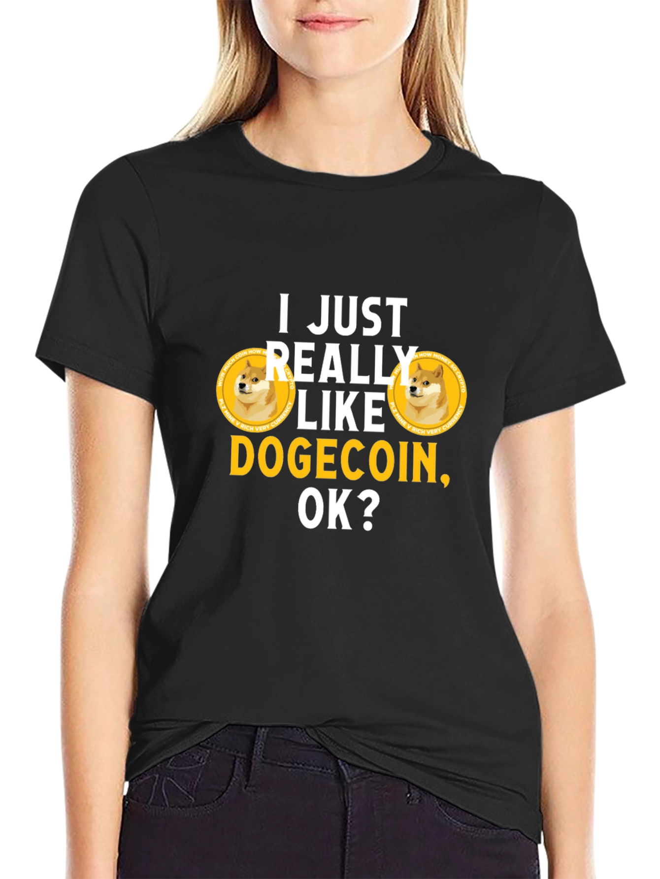 Dogecoin Crypto Black T-Shirt - To the Moon!