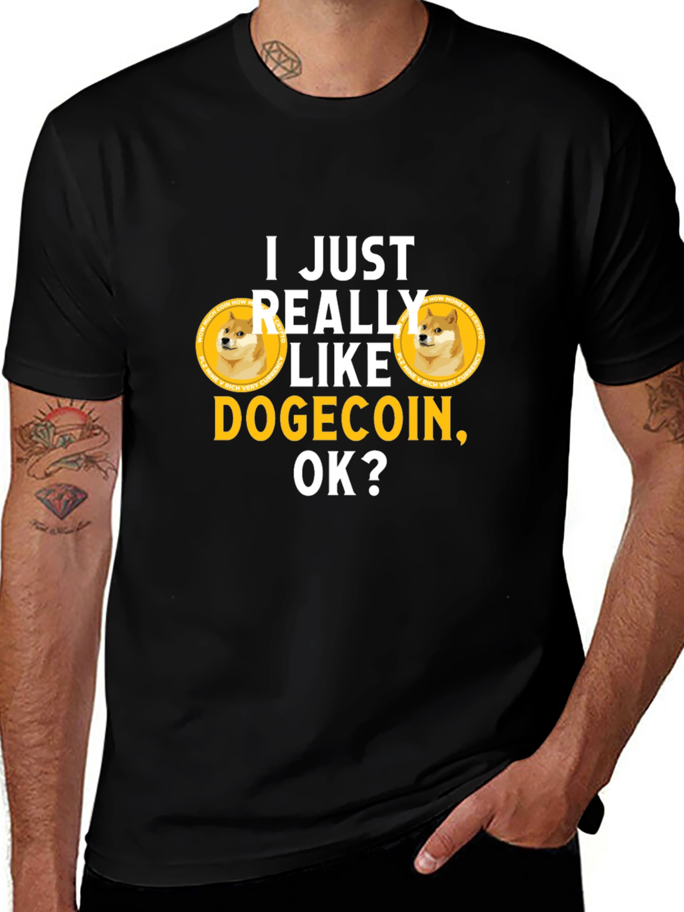 Dogecoin Crypto Black T-Shirt - To the Moon!