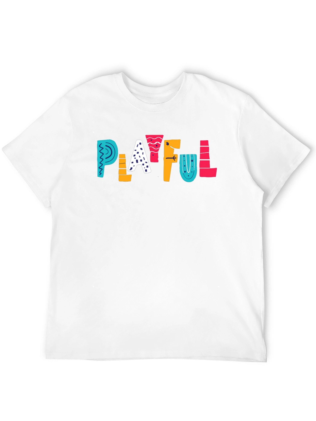 Playful Graphic Tee - Black Cotton T-Shirt